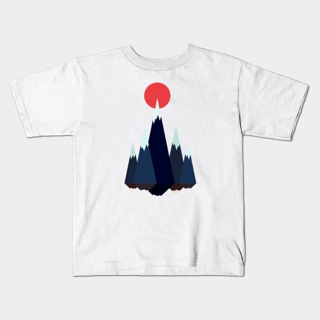 Minimalist Abstract Nature Art #15 Freezing Cold Mountains Kids T-Shirt by Insightly Designs